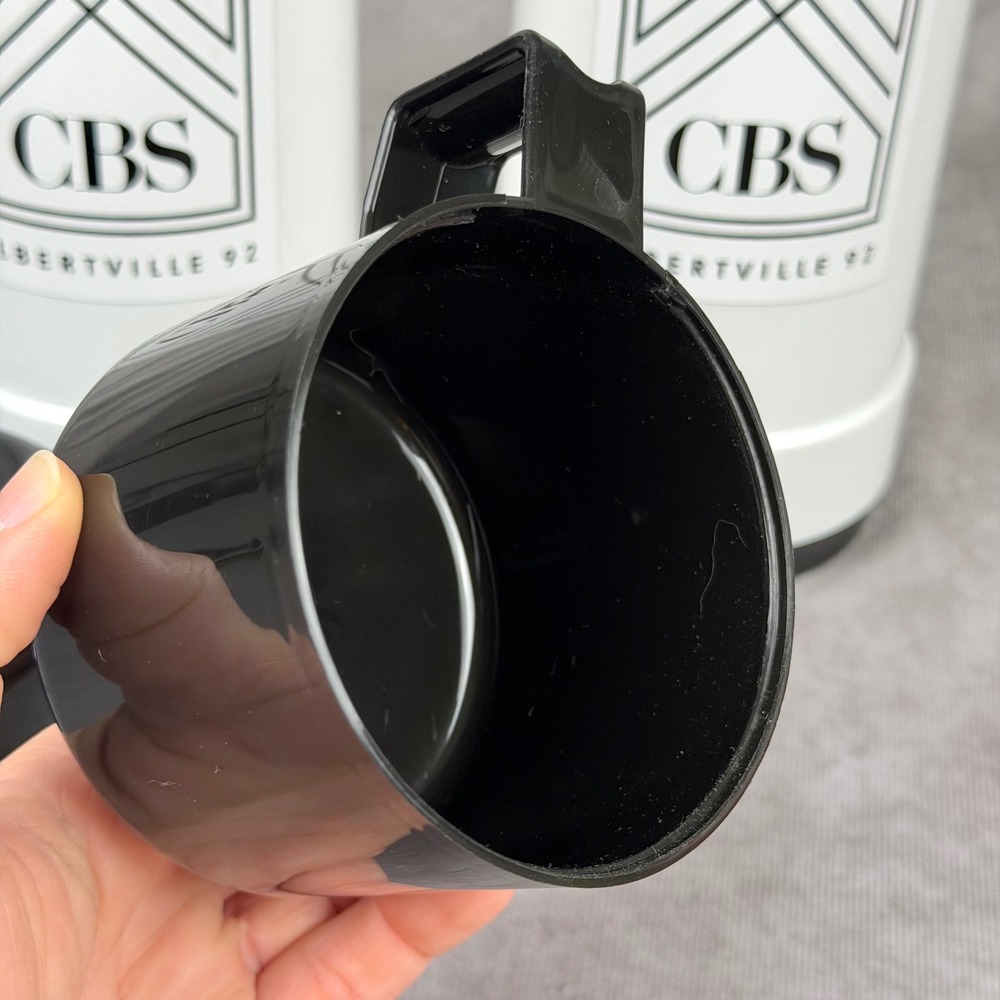 Vintage CBS Sports Albertville 1992 Winter Olympics Thermos Set of 2 White Black - Picture 8 of 16
